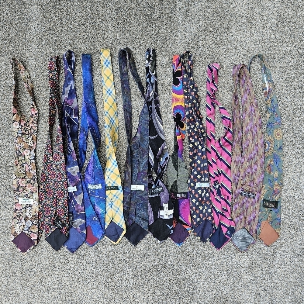 Tie Lot 12 Vintage Mens Neck Ties Colorful Business Variety - Picture 8 of 13